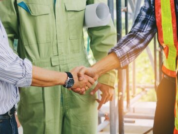 Människor på byggplats